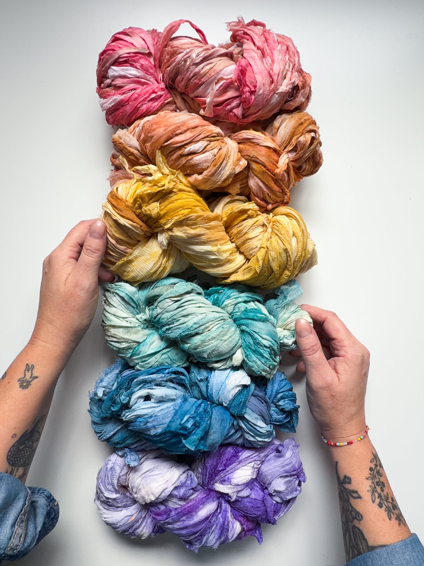 Hand Dyed Silk Chiffon Ribbon